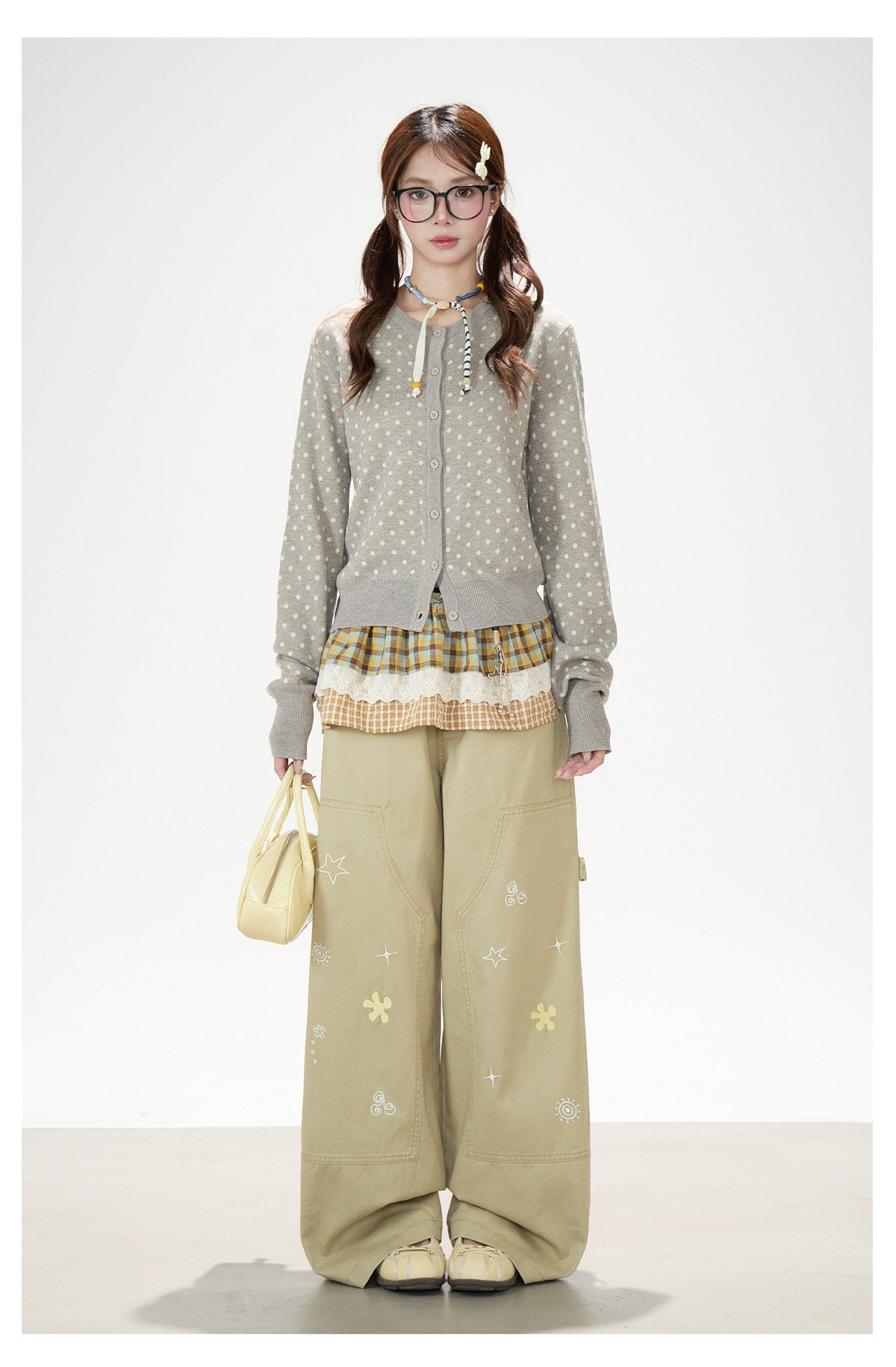 Playful Embroidered Wide-Leg Cargo Pants