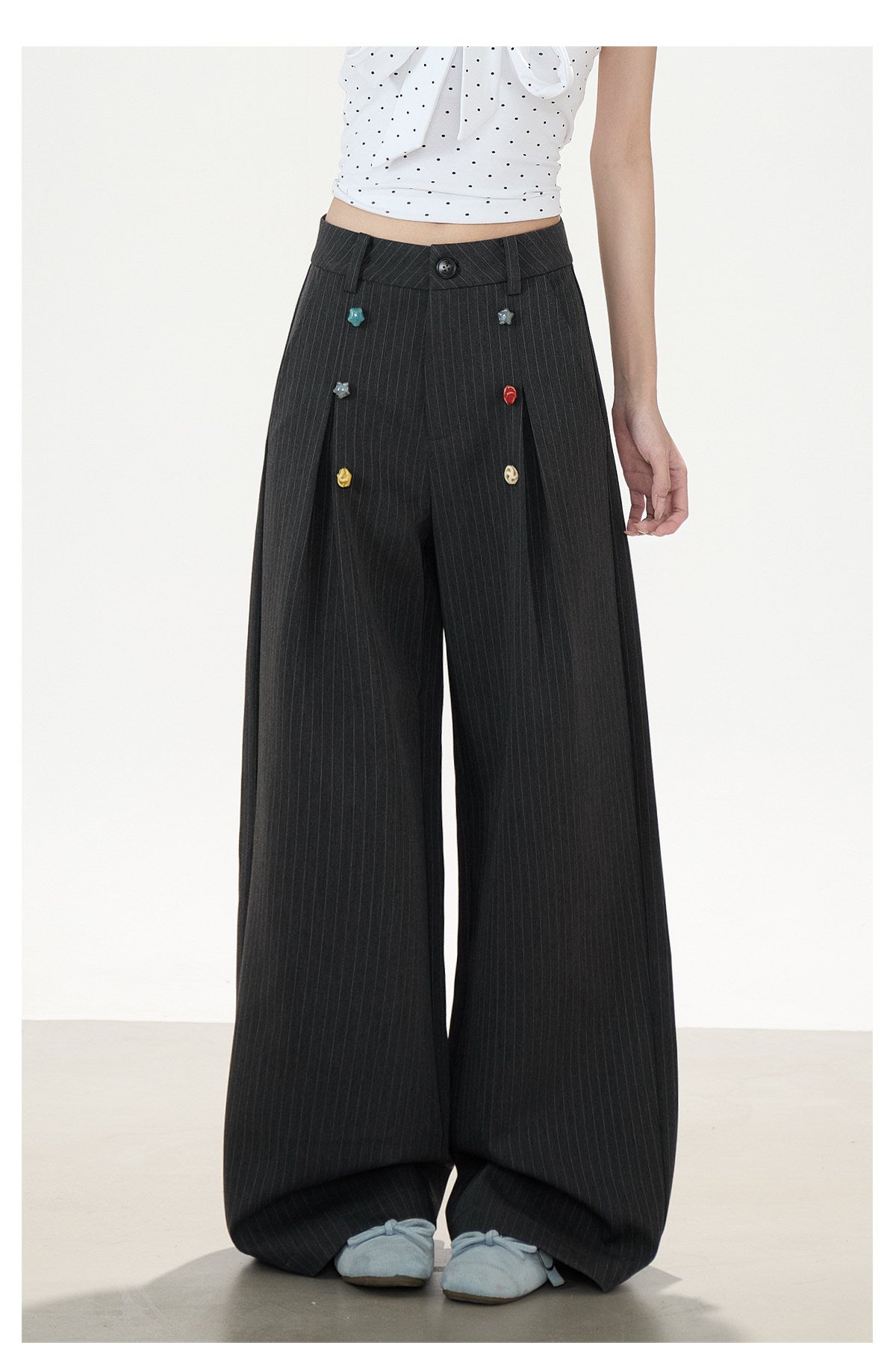 Pinstripe Charm Wide-Leg Trousers