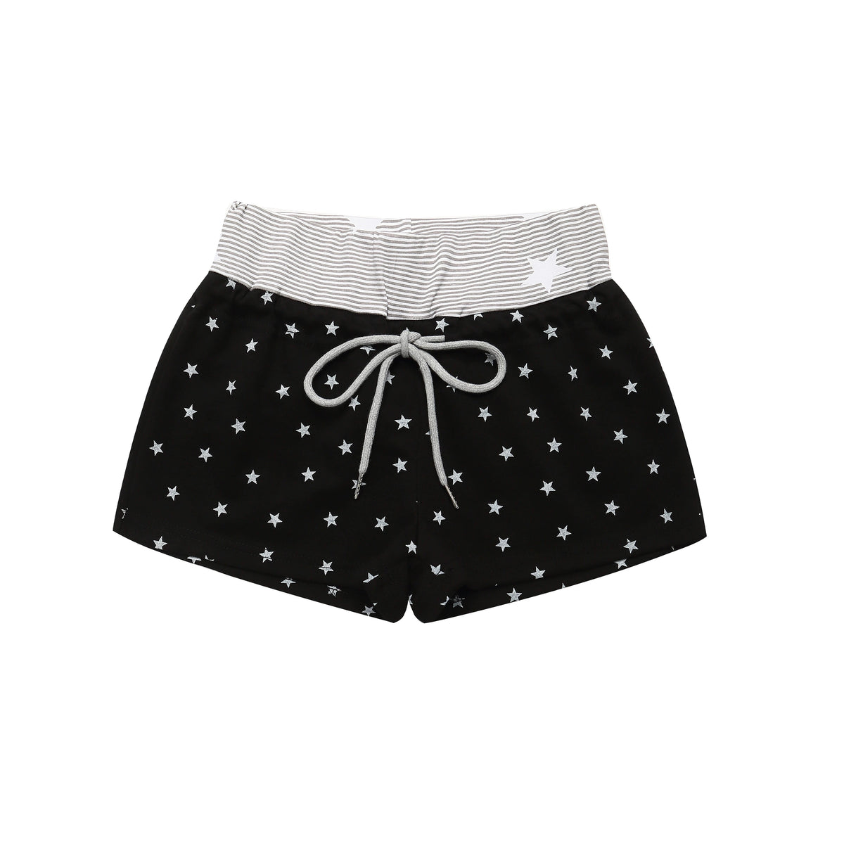 Polka-Dot Stripe Asymmetric Button Jacket & Star Print Shorts