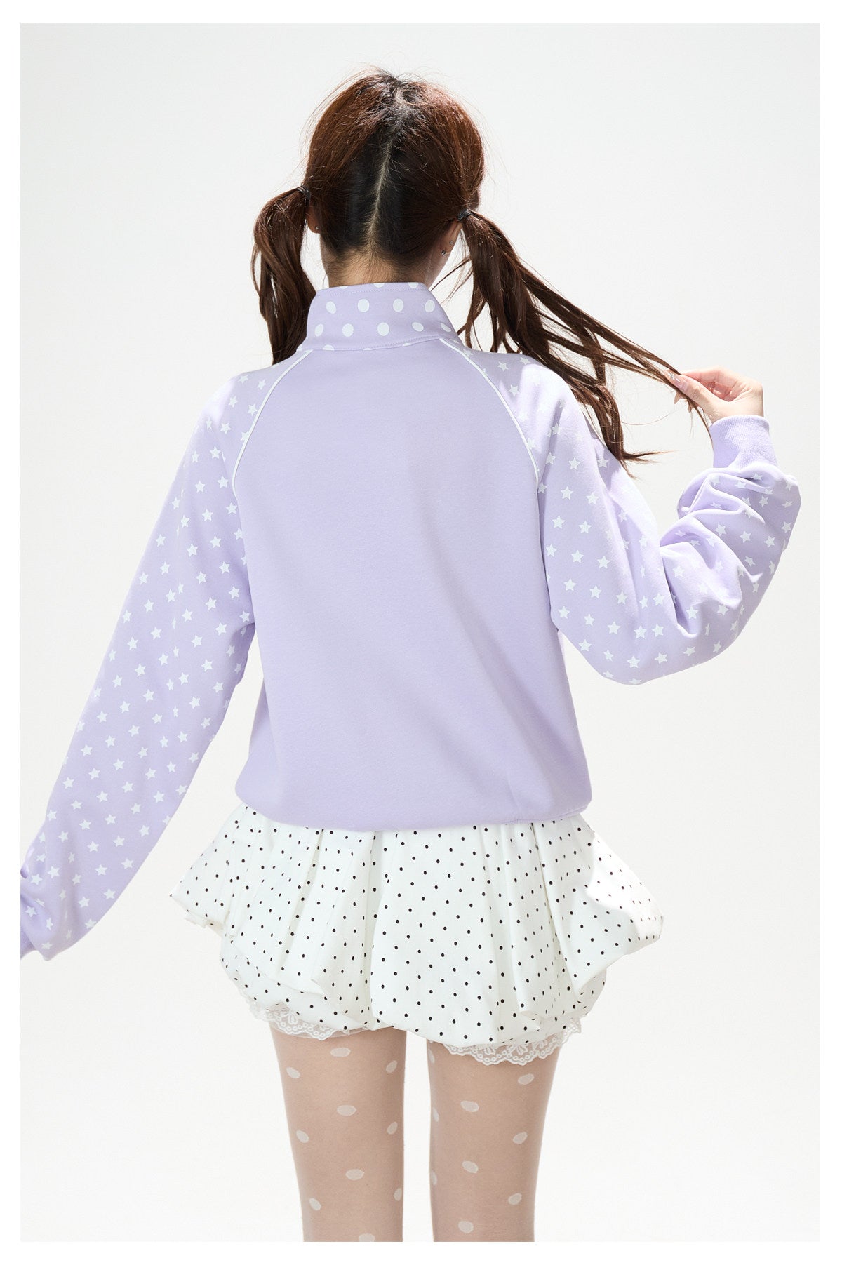 Polka-Dot Star Zip-Up Sweatshirt Jacket