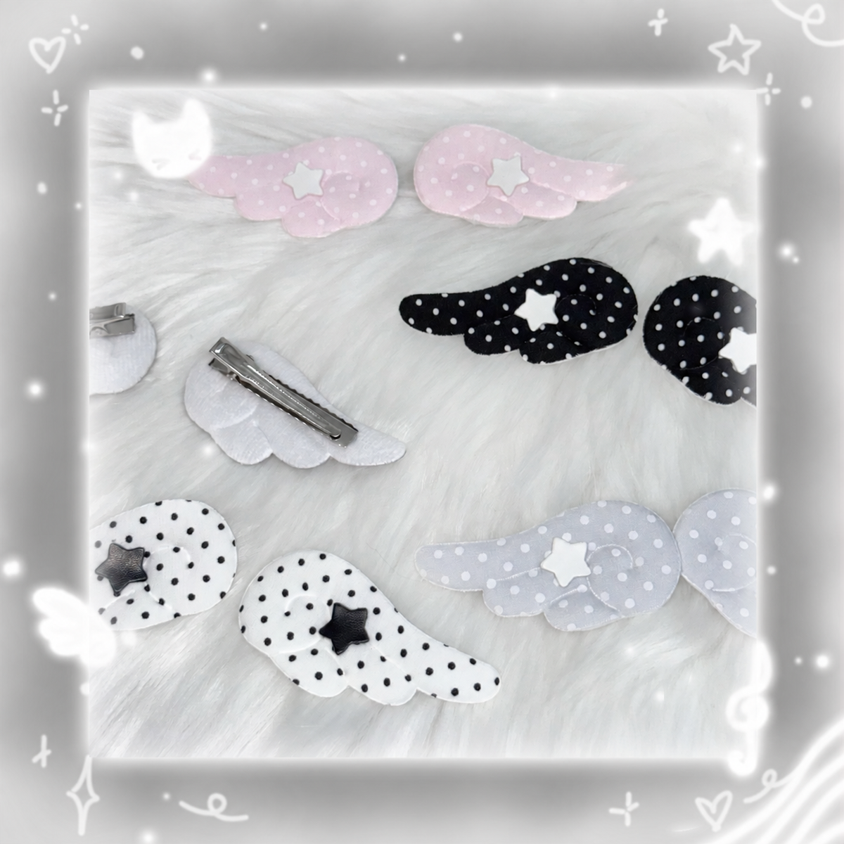 Polka Dot Star Wing Hair Clips