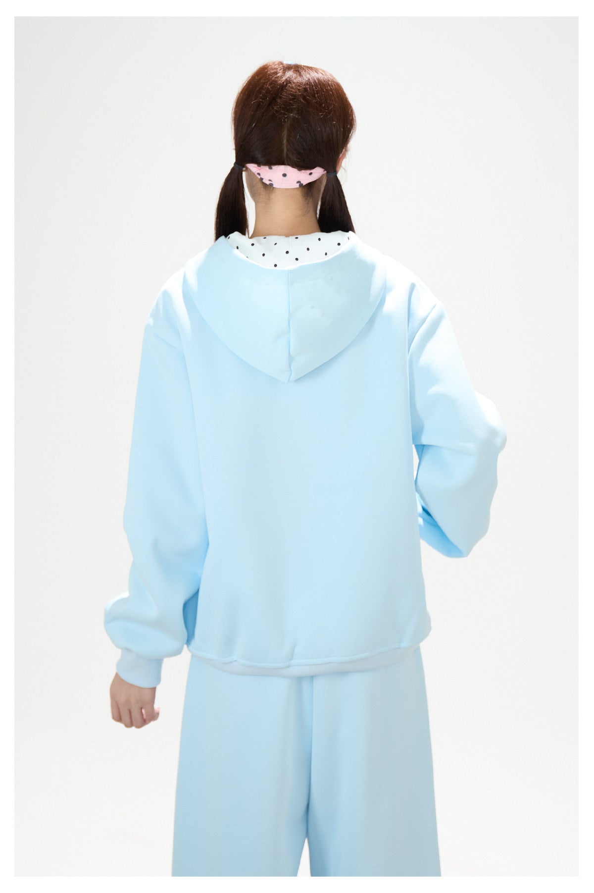 Music Note Polka-Dot Bow Zip-Up Hoodie & Gray Wide-Leg Pants