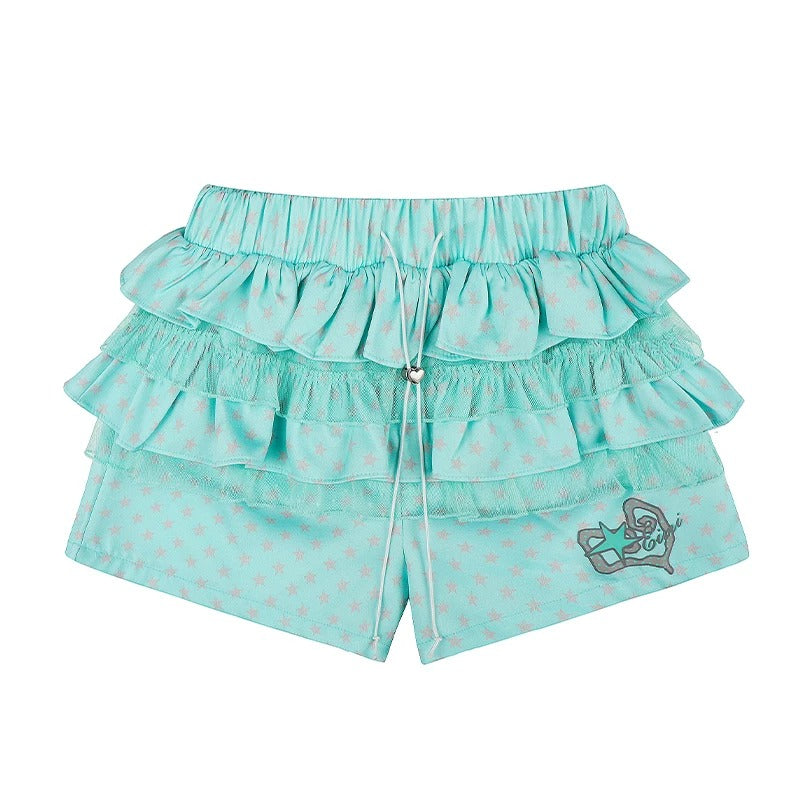 Strawberry Doodle Long Sleeve Tee & Aqua Polka-Dot Shorts