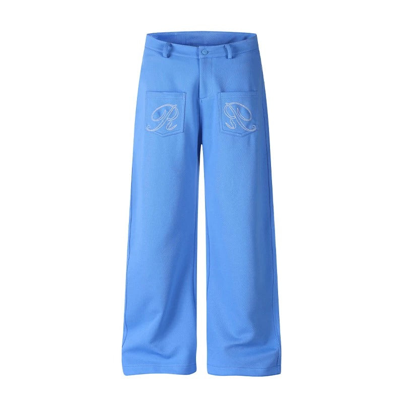 Star Stripe Long Sleeve Top & Blue Wide-Leg Pants
