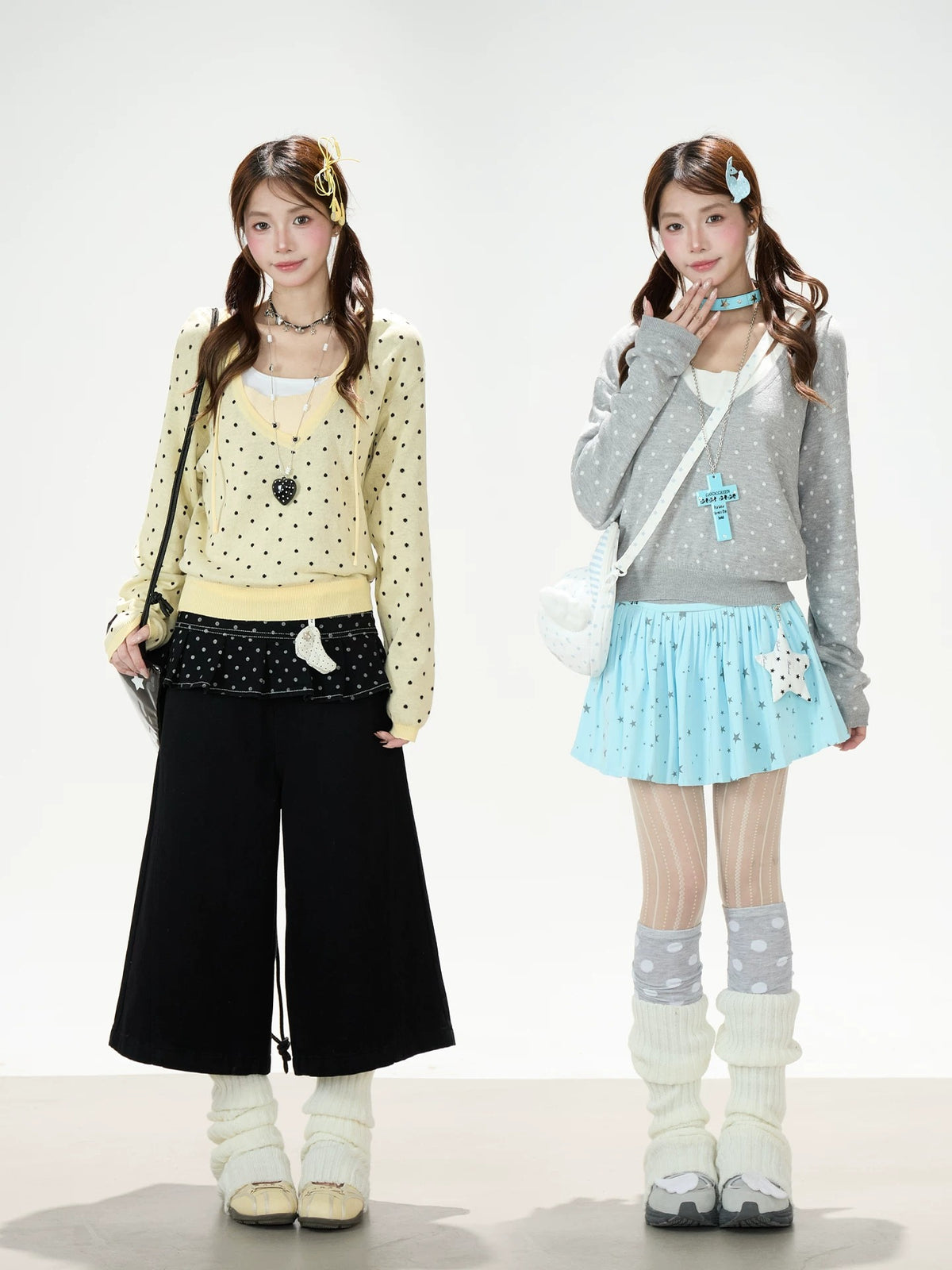 Polka-Dot Hooded Knit Sweater