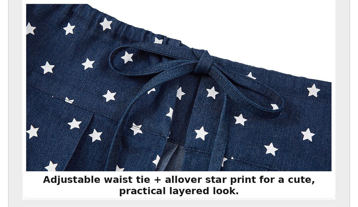 Sweet Apple Star Denim Skirt Overlay
