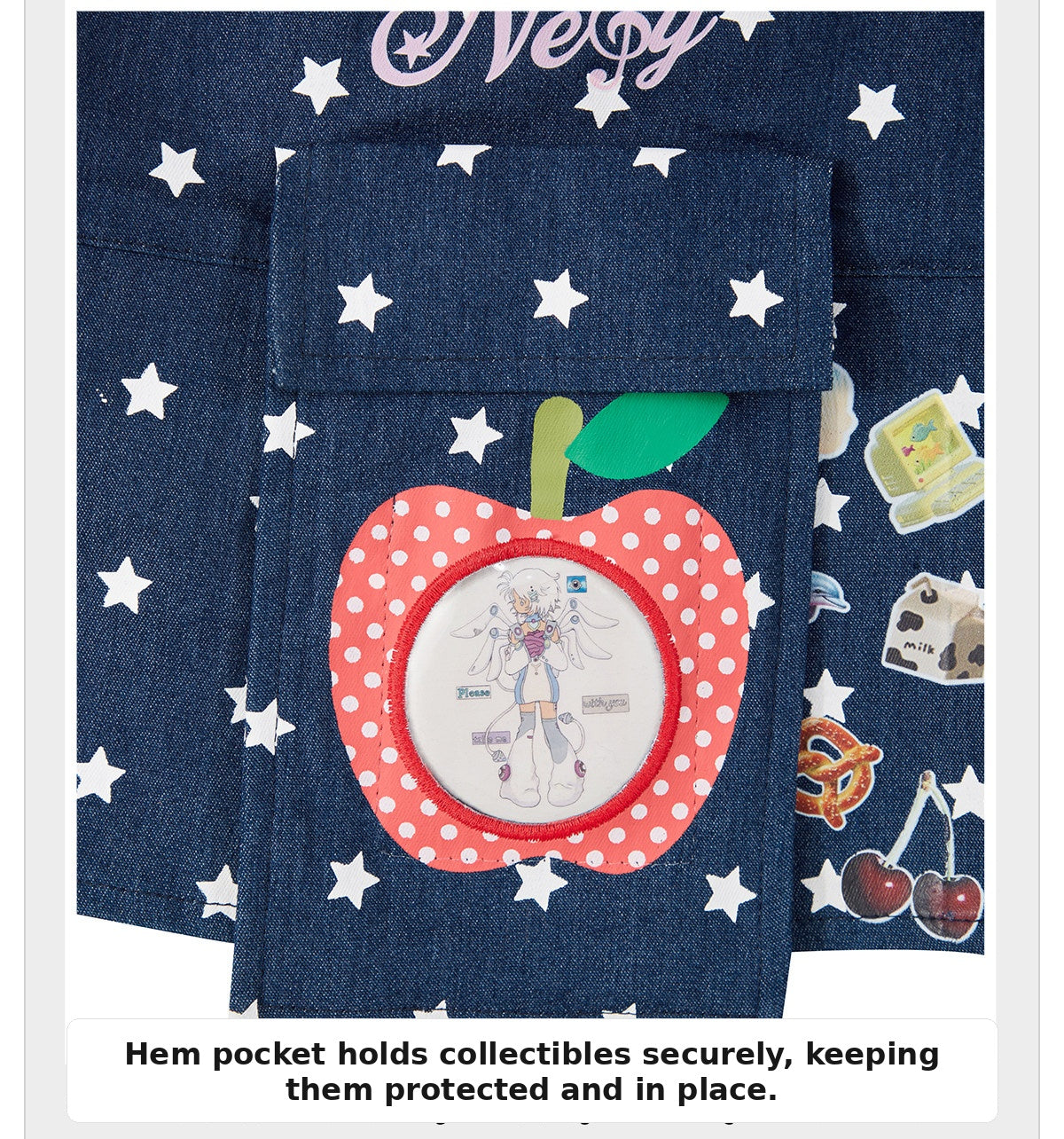 Sweet Apple Star Denim Skirt Overlay