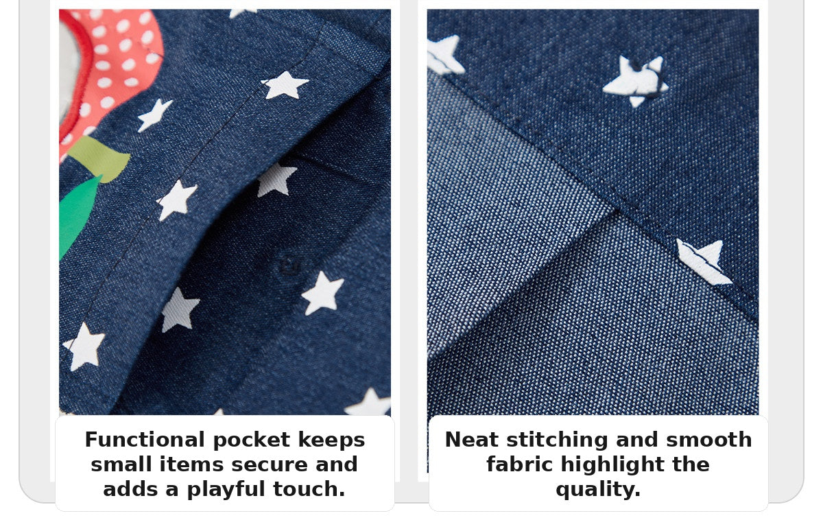 Sweet Apple Star Denim Skirt Overlay