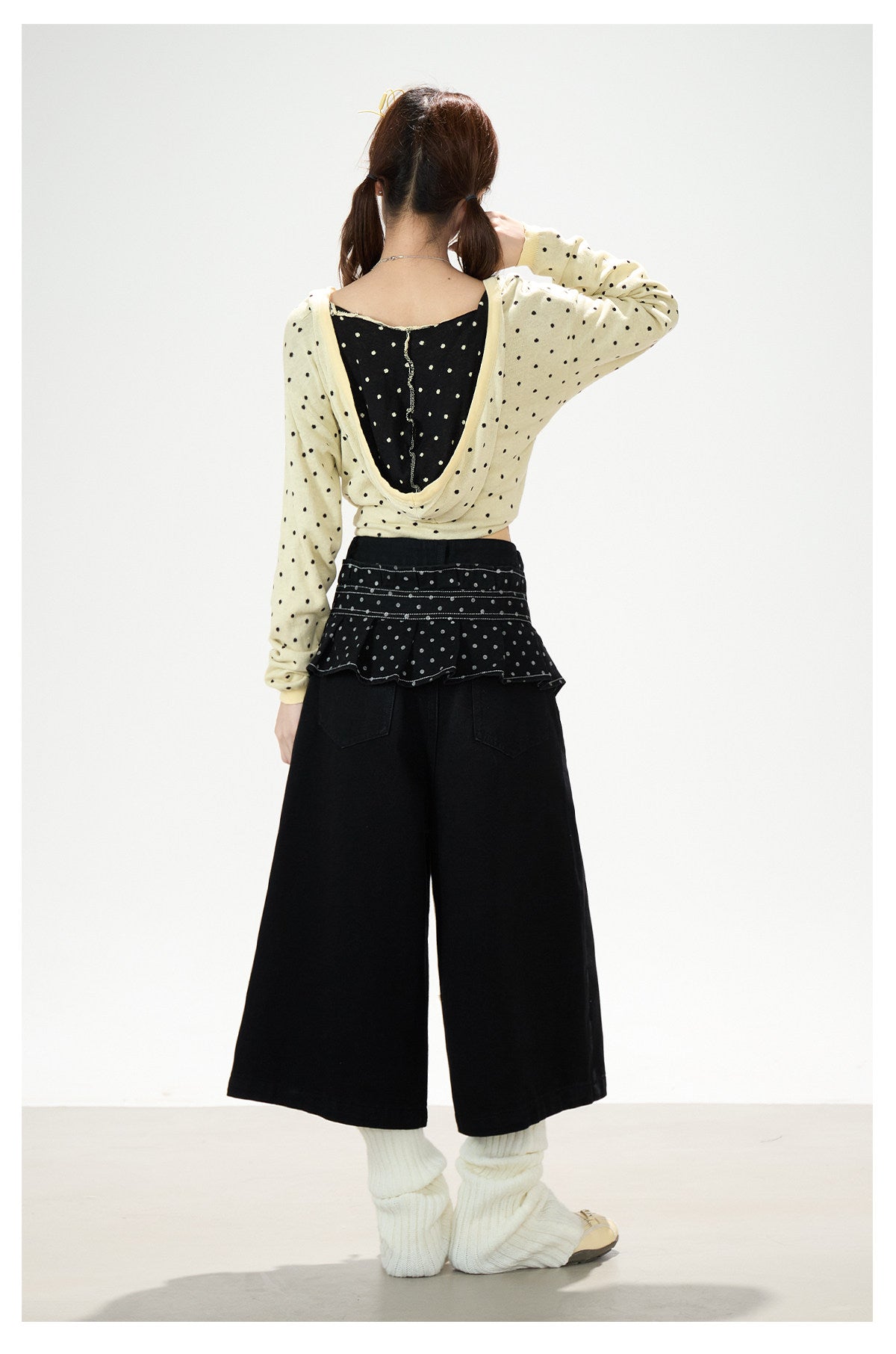 Polka-Dot Hooded Knit Sweater