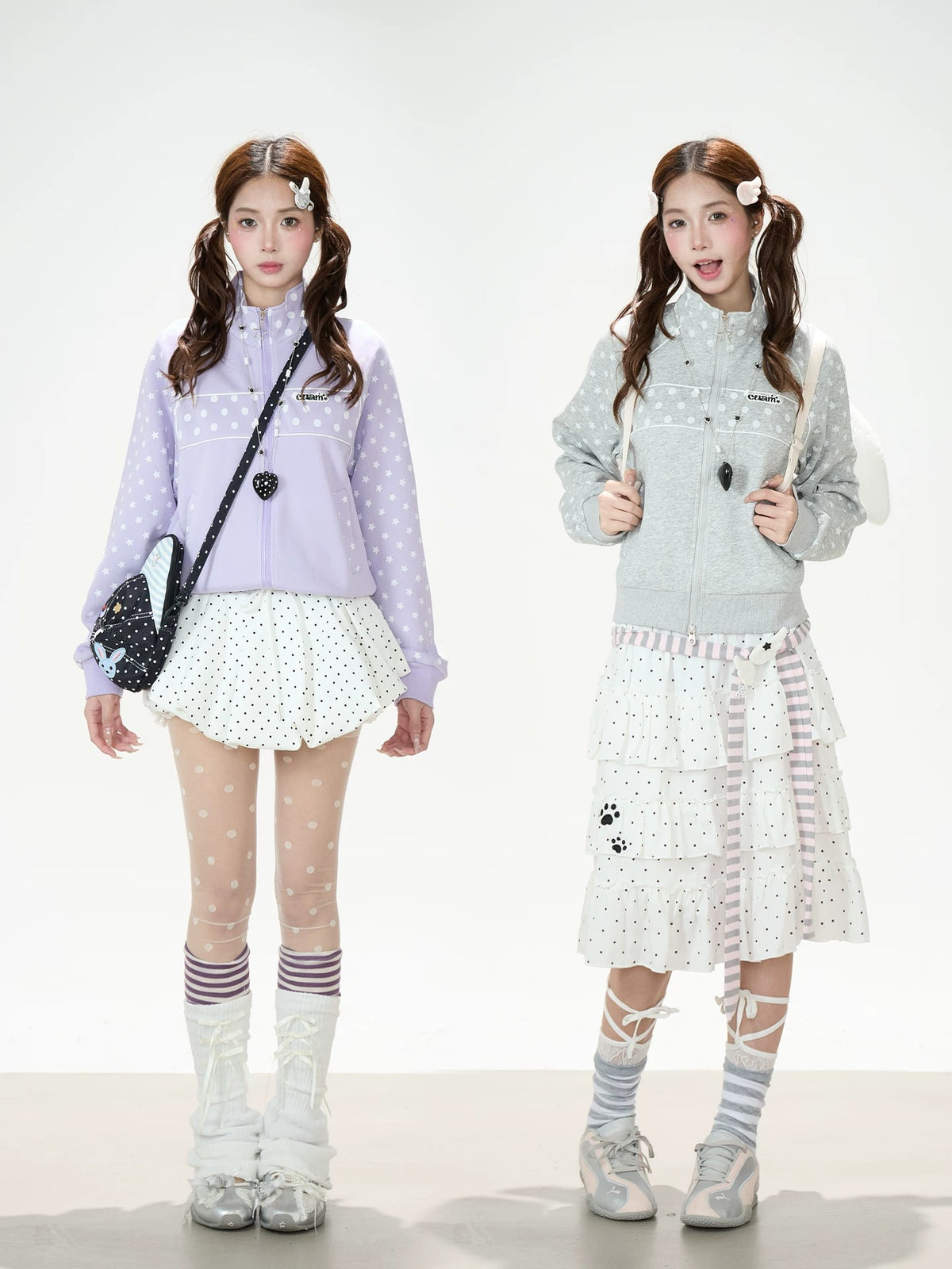 Polka-Dot Star Zip-Up Sweatshirt Jacket