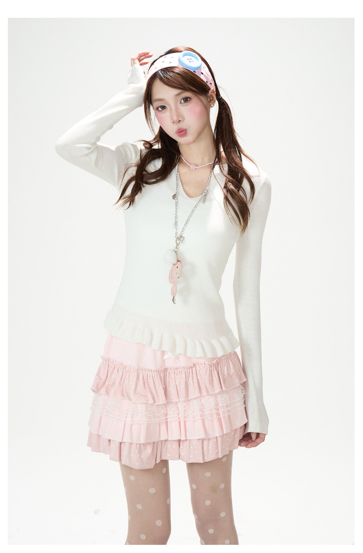 Soft Stripe Knit Vest & Long Sleeve Layered Two-Piece Set