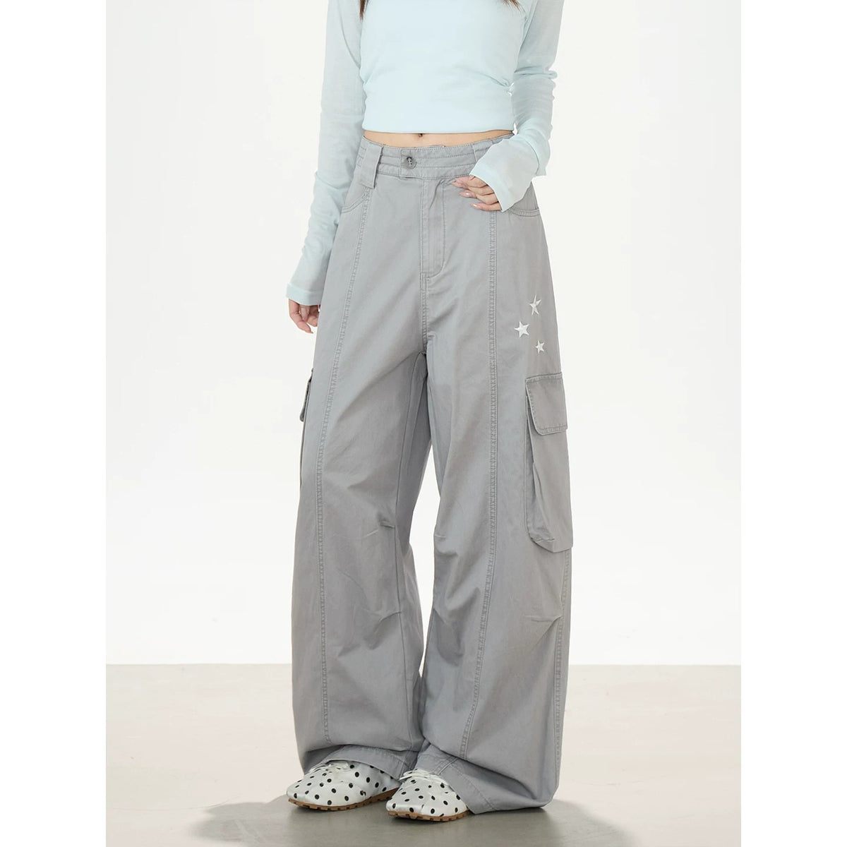 Star Deconstructed Wide-Leg Cargo Pants