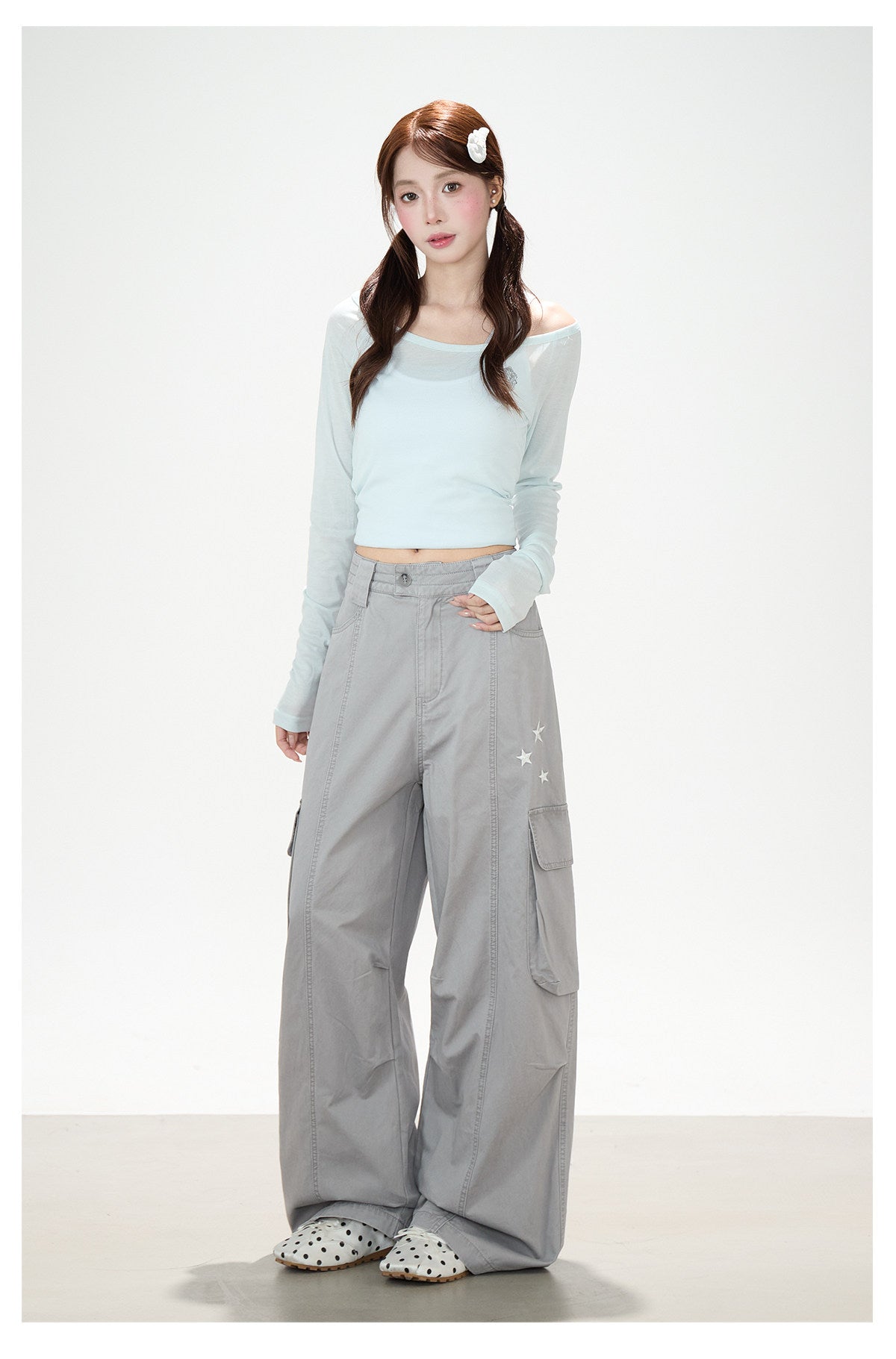 Star Deconstructed Wide-Leg Cargo Pants