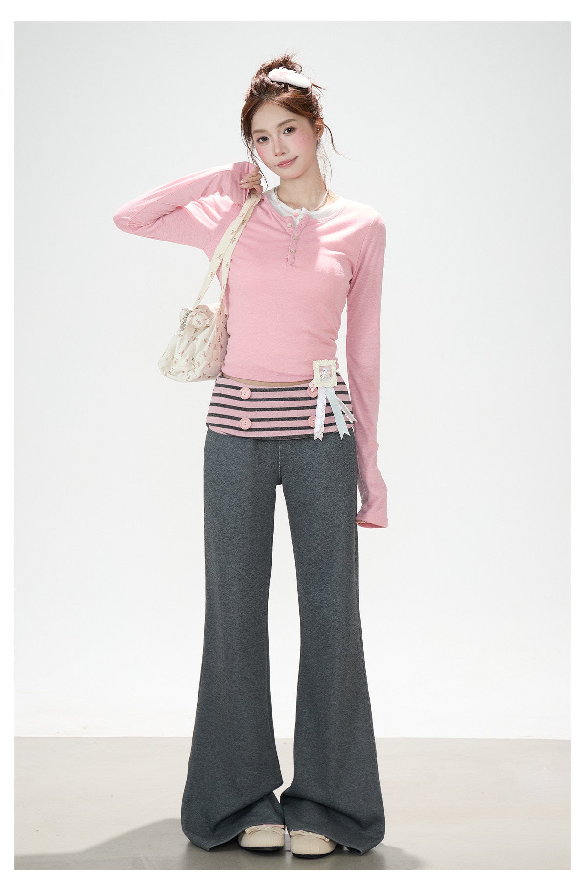 Striped Waist Flare Sweatpants