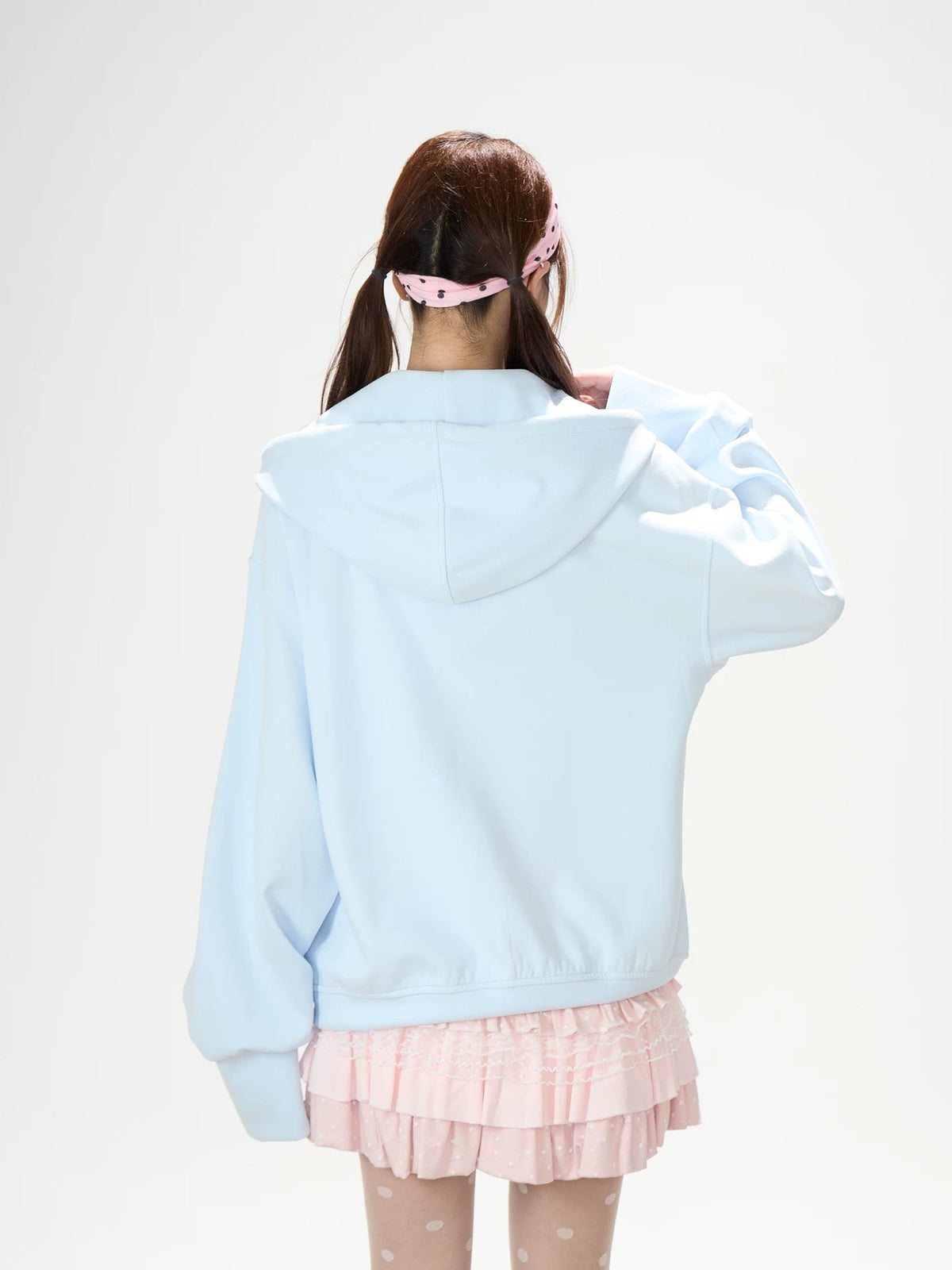 Bow Music Note Polka-Dot Zip-Up Hoodie & Blue Star Wide-Leg Pants