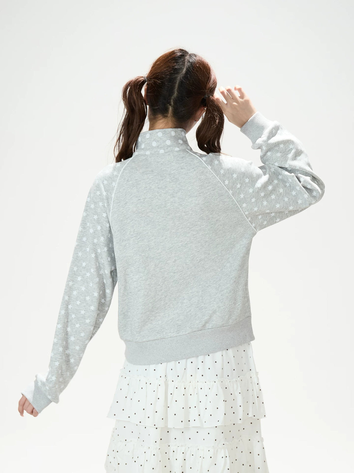 Polka-Dot Star Zip-Up Sweatshirt Jacket
