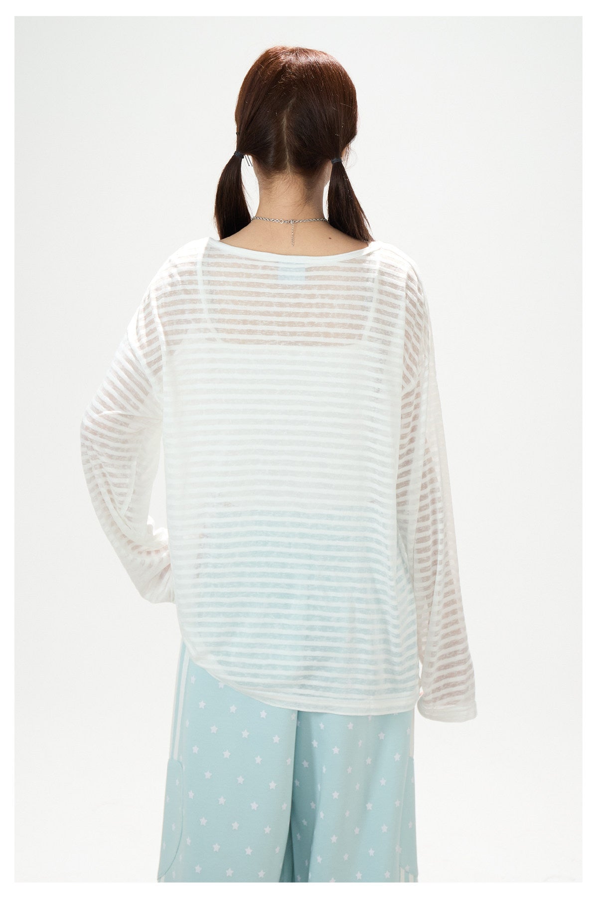 Fruit Doodle Stripe Long Sleeve Top & Polka-Dot Wide-Leg Pants