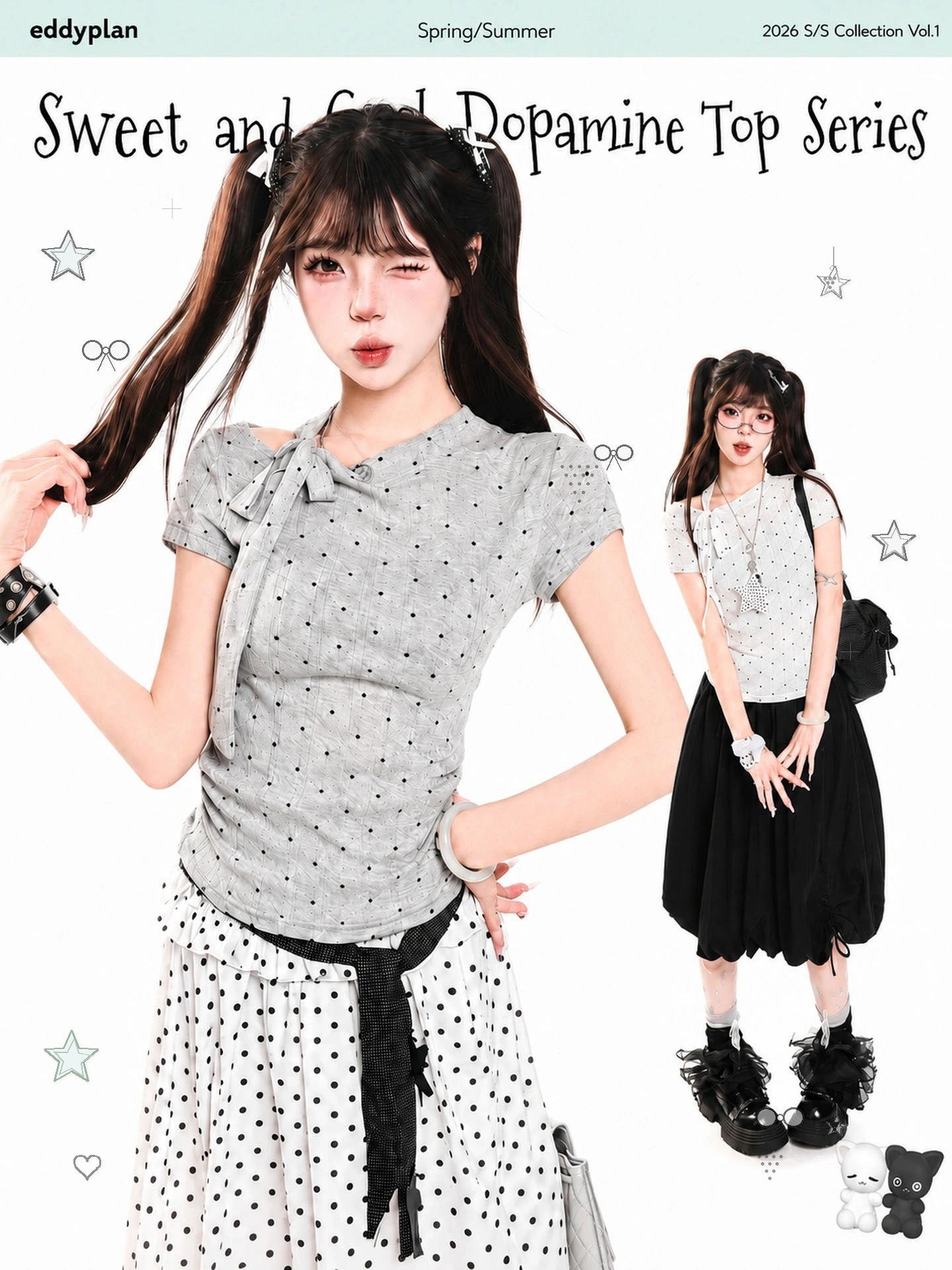 Polka Dot Tie-Neck Baby Tee