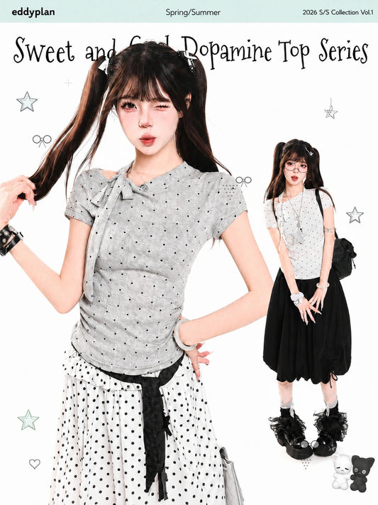 Polka Dot Tie-Neck Baby Tee