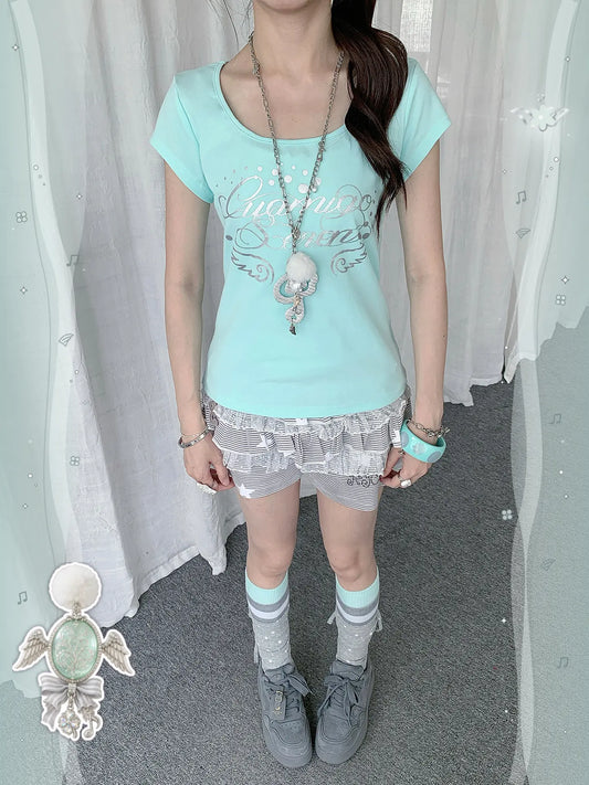Mint Wing Script Fitted Baby Tee