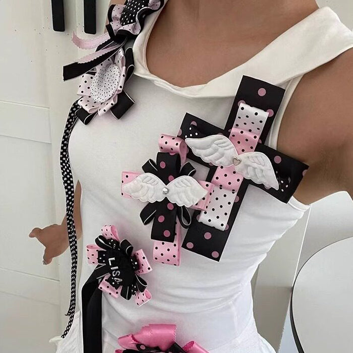 Handmade Polka Dot Ribbon Brooch Pin (Preorder)