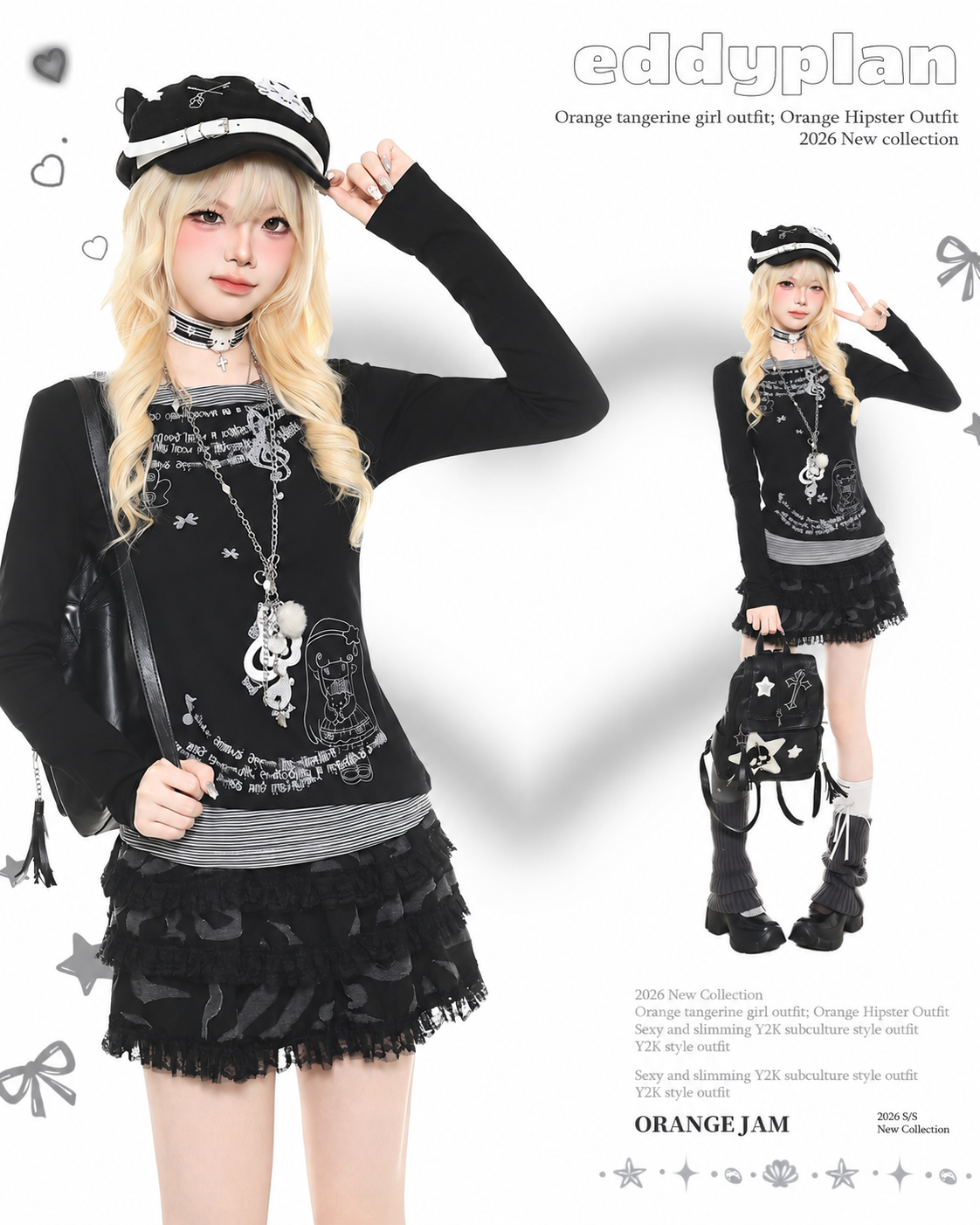 Cartoon Letter Stripe Layered Long Sleeve Top