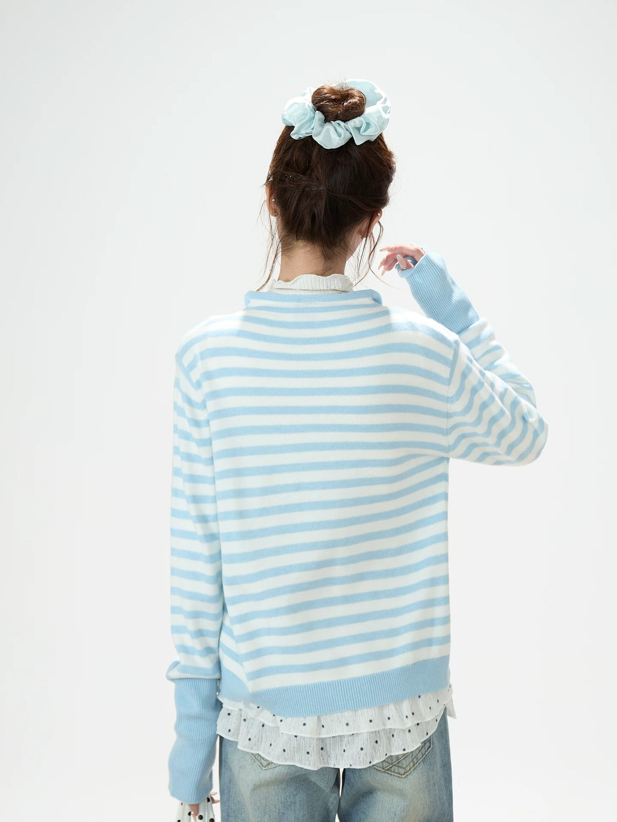 Soft Stripe Embroidered Knit Cardigan