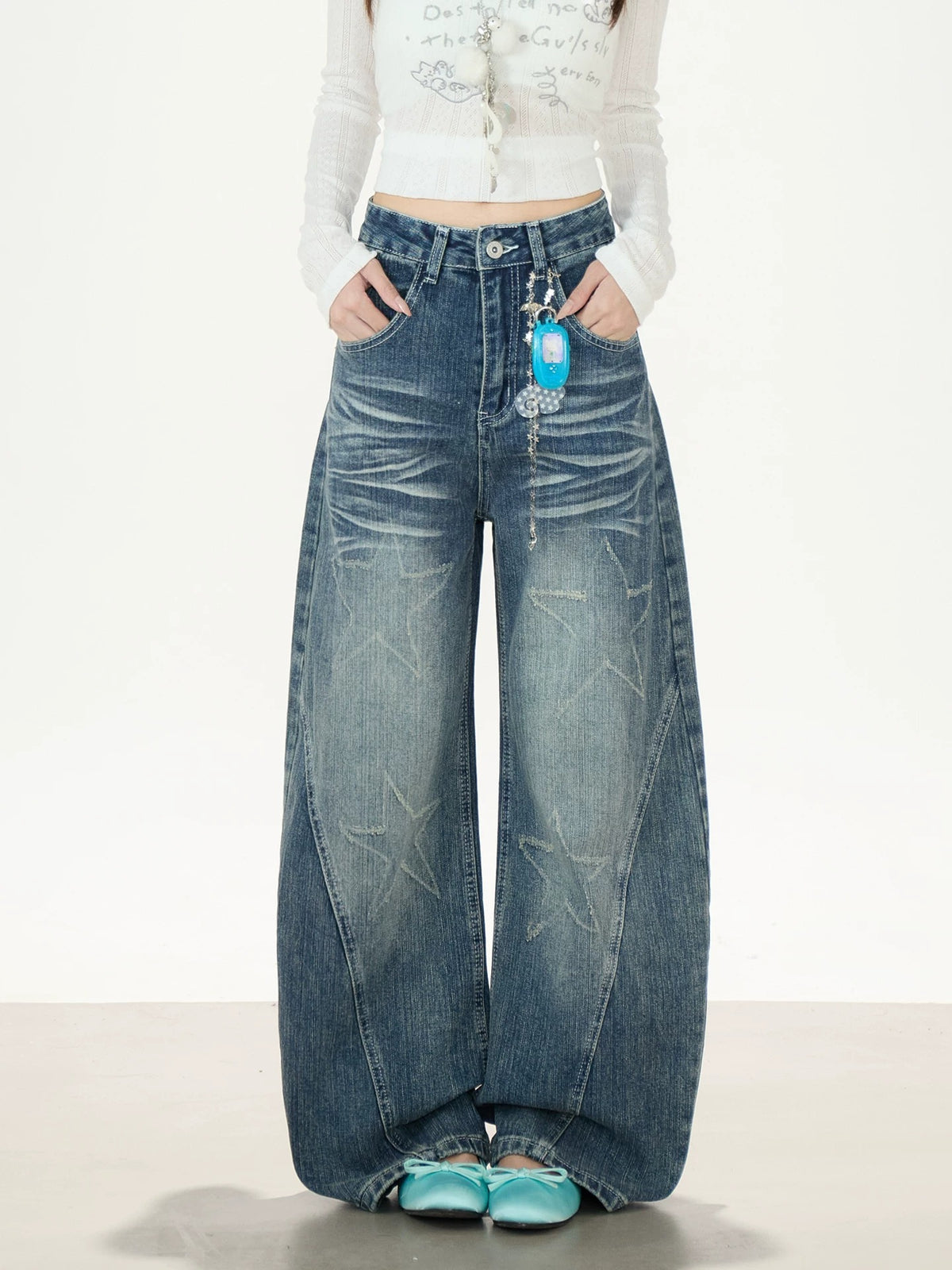 Vintage Star Washed Barrel-Leg Jeans