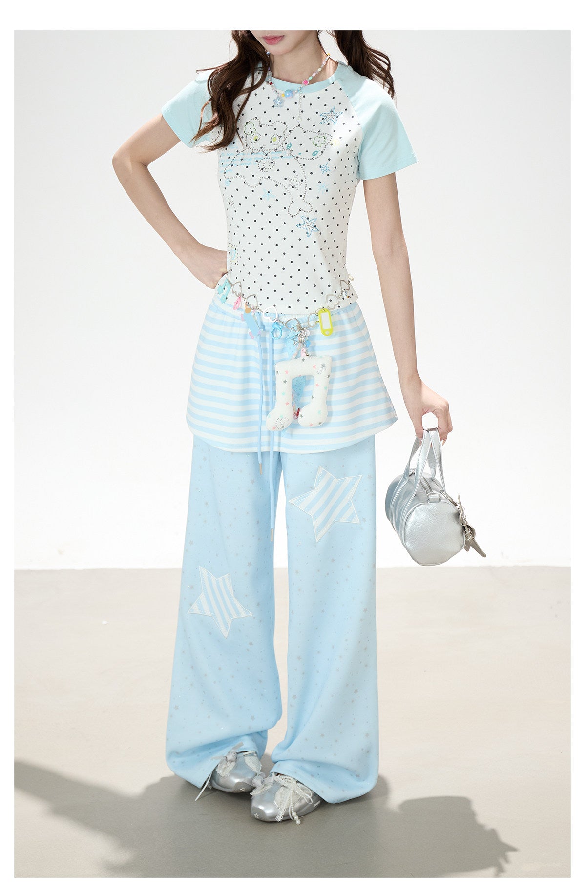 Star Patch Layered Wide-Leg Sweatpants