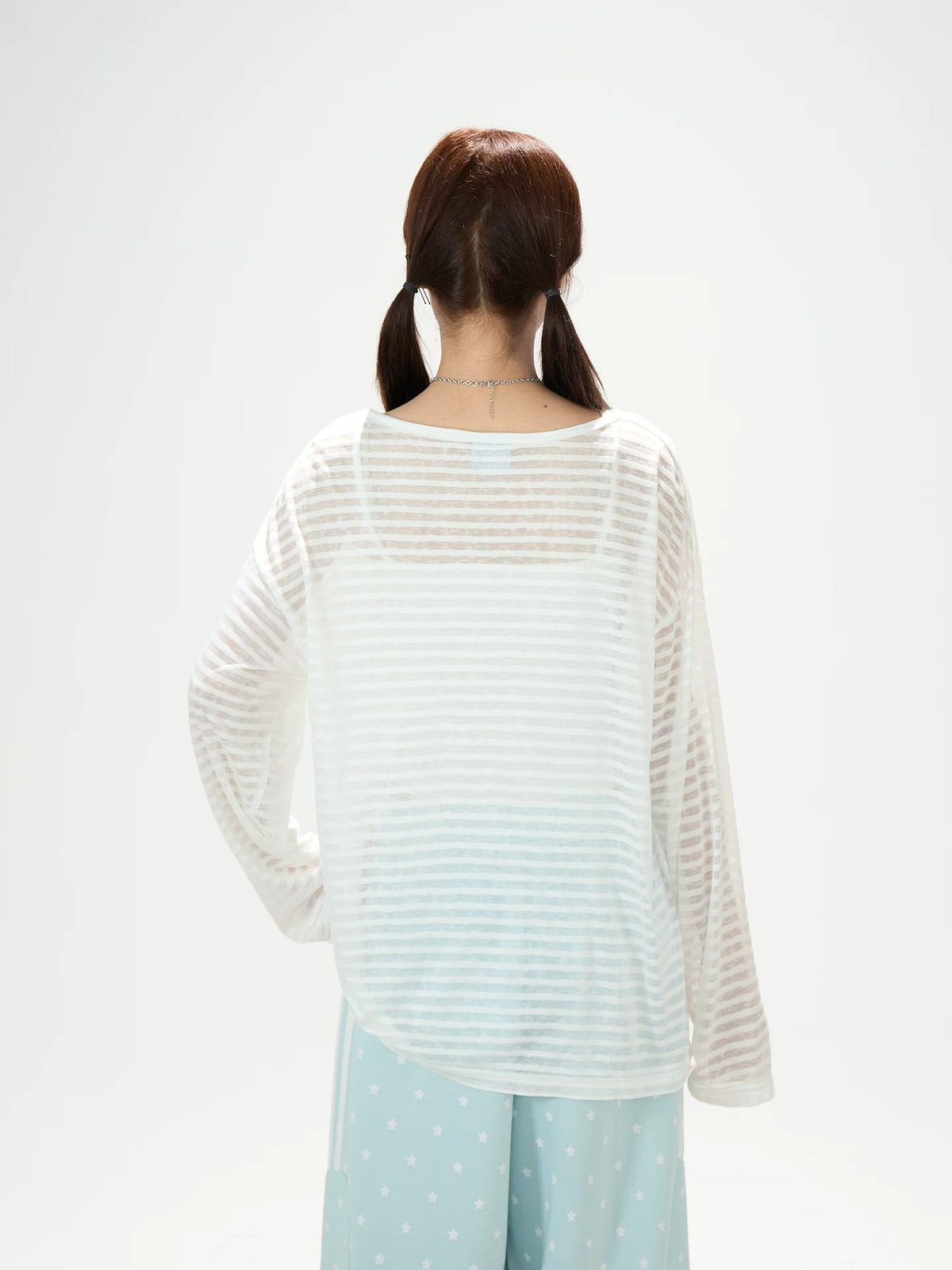 Fruit Doodle Stripe Long Sleeve Top & Polka-Dot Wide-Leg Pants