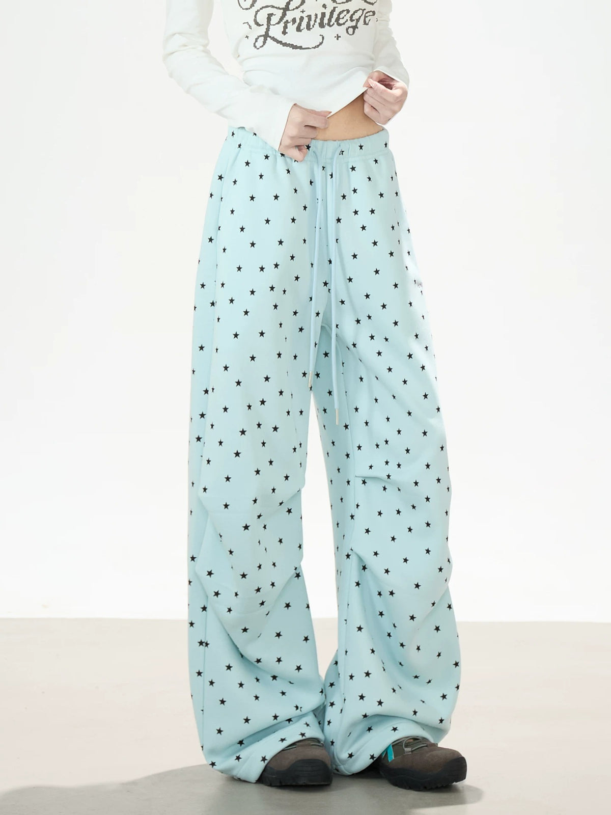 Allover Star Wide-Leg Sweatpants