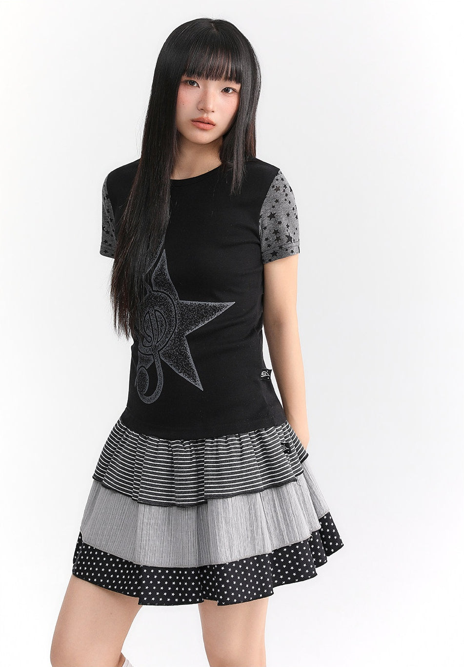 Faded Treble Star-Sleeve Graphic Tee