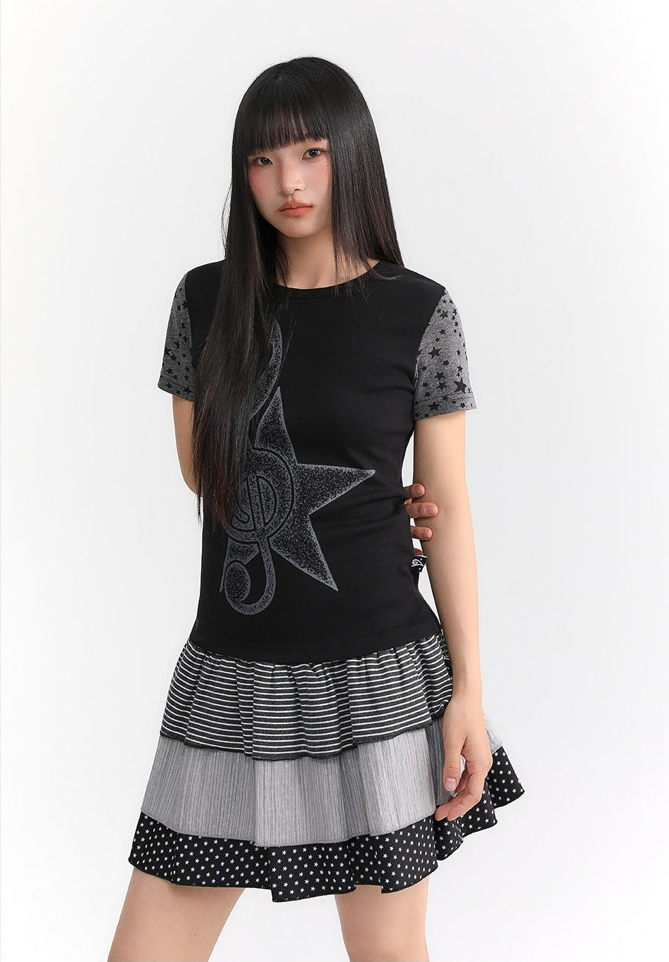 Faded Treble Star-Sleeve Graphic Tee