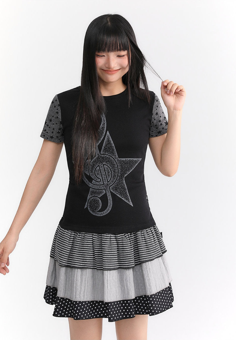 Faded Treble Star-Sleeve Graphic Tee