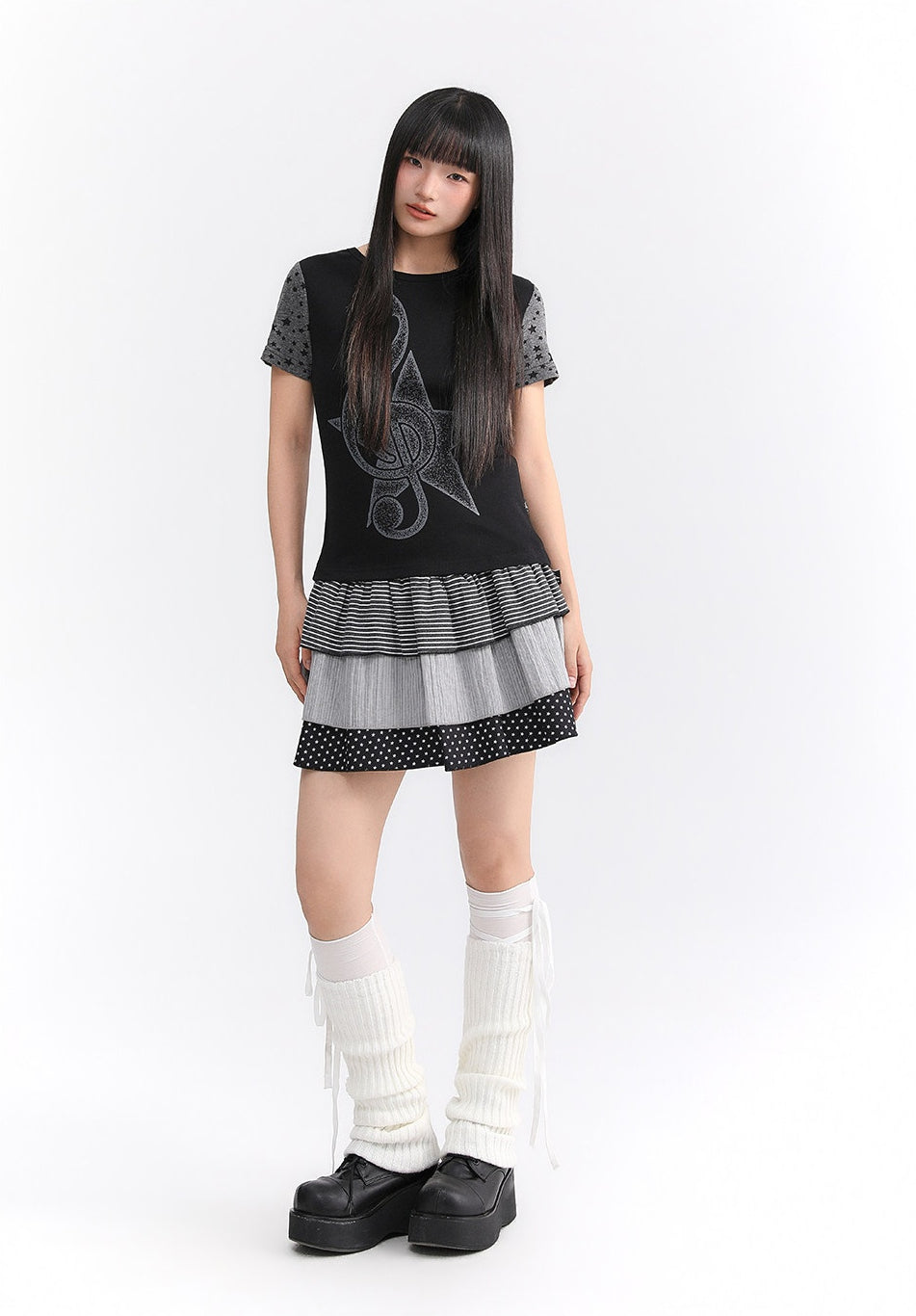 Faded Treble Star-Sleeve Graphic Tee